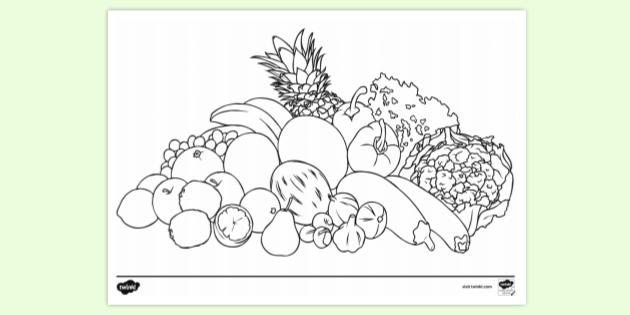 free printable fruits and vegetables colouring page colouring