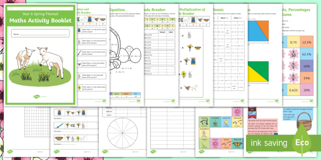 year 6 spring themed maths home learning activity booklet