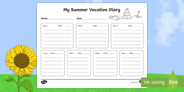 My Summer Vacation Diary | Writing Resources