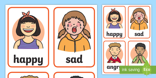 Emotional Words Mood Flash Cards for Kids English Early Learning Educational 