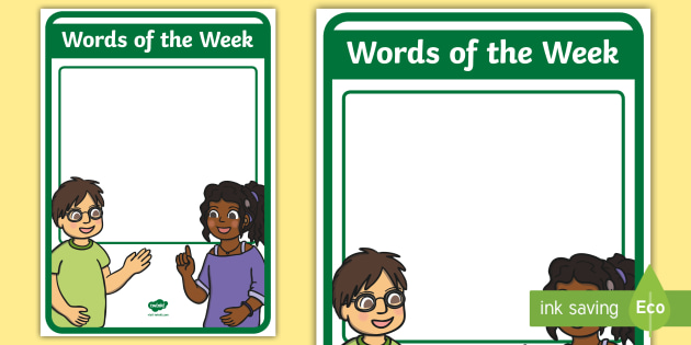 Word Of The Week Poster Word Week Poster Display Words