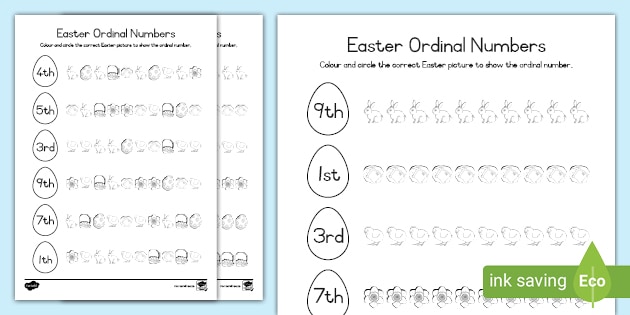 easter ordinal numbers worksheet foundation phase maths