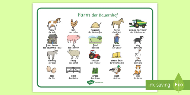 Farm Word Mat English German Teacher Made