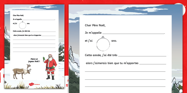 Letters To Santa In French Letter To Father Christmas