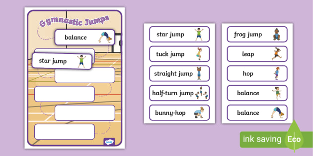 Gymnastic Jumps Sequencing Board (teacher made)