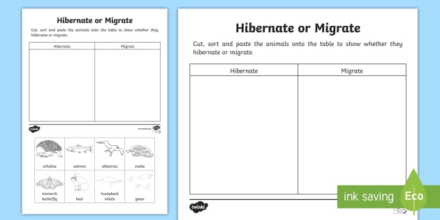 Animals That Hibernate or Migrate Worksheet / Worksheet-Australia