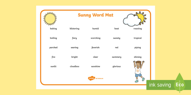 Weather Word Mat  Primary Resources (Teacher-Made) - Twinkl