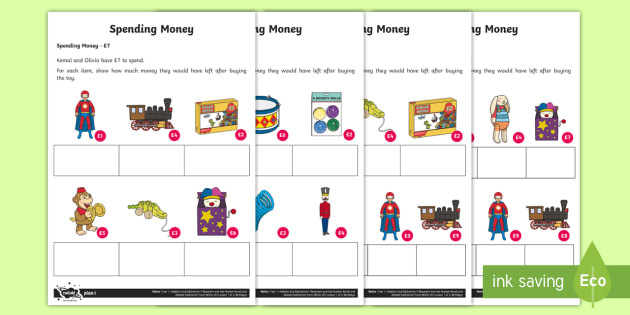 applying number bonds spending money worksheet worksheets