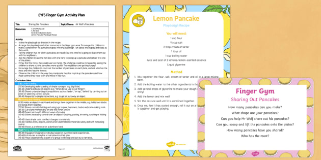 EYFS Sharing Out Pancakes Finger Gym Plan and Resource 