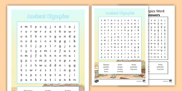 ancient olympics word search teaching resource