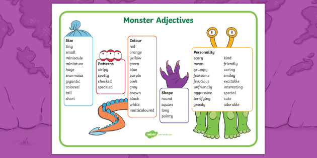 Monster Adjectives Word Mat (teacher made)