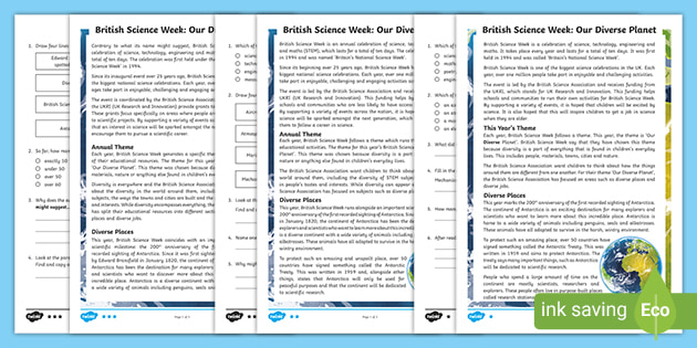 Uks2 British Science Week Our Diverse Planet Differentiated Reading