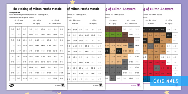 The Making of Milton Multiplication Maths Mosaic Worksheet / Worksheets