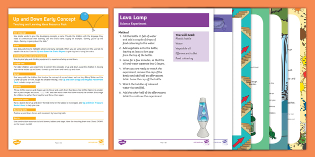 Up and Down Early Concept Teaching and Learning Ideas Resource Pack