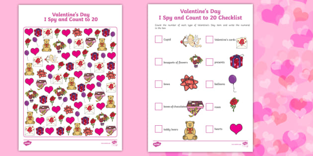 Valentine S Day I Spy Count Activity To 20 Primary Resource