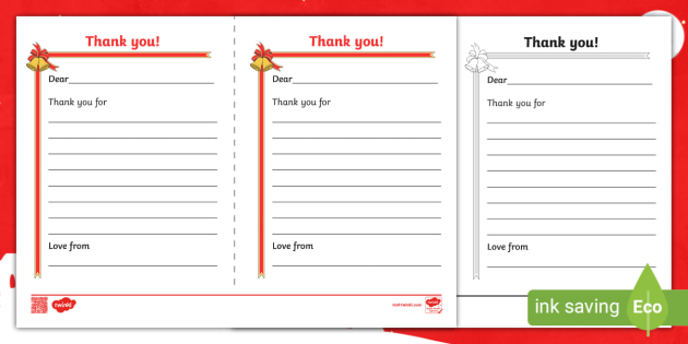 christmas thank you notes template
