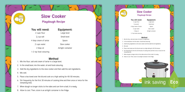 Slow Cooker Playdough Recipe (teacher made)