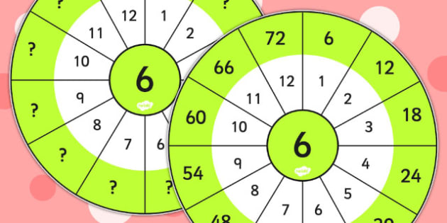 6 Times Table Wheel Cut Outs Visual Aid Maths Numeracy