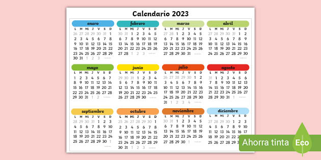 Calendario 23 para imprimir