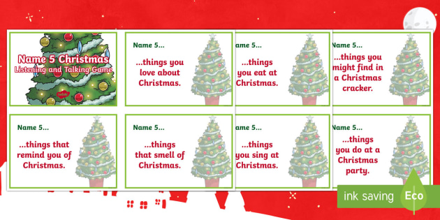 Name Five Christmas Challenge Cards - Twinkl