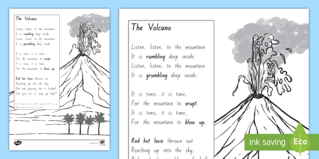 The Volcano by Rainbow Poetry Poem (teacher made)