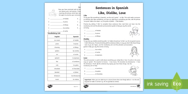 practise writing spanish sentences spanish resources