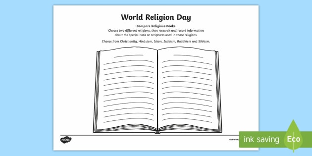 ks2 world religion day compare religious books worksheet worksheet