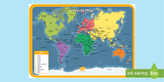 Printable World Map Teacher Made