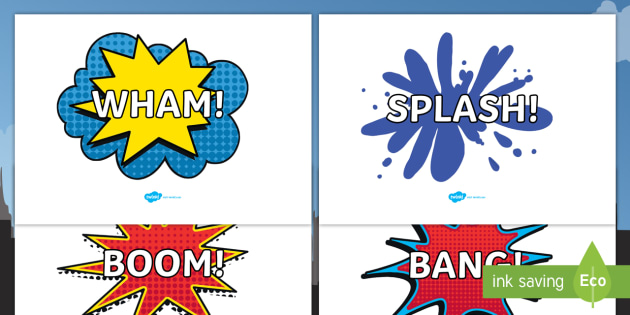 Comic Superhero Word Display Posters - superhero, words