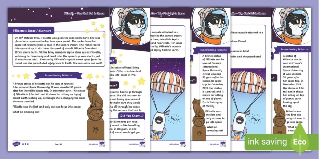 Félicette – The First Cat in Space Reading Comprehension