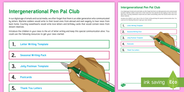 Intergenerational Pen Pal Club Teaching Ideas (teacher made)