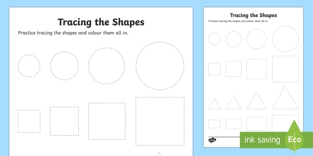 tracing shapes worksheet kindergarten resources