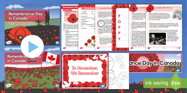 Canadian Remembrance Day Primary Activity Pack