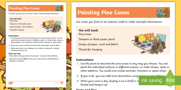 Painting Pine Cones Worksheet / Worksheet (teacher made)