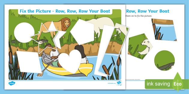 Fix the Picture Row Row Row Your Boat Cutting Skills Activity