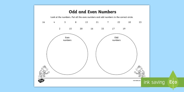 Sorting Odd and Even Numbers within 100 Worksheet / Worksheet