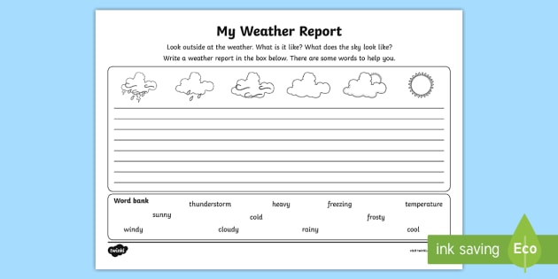 Weather Report Chart Worksheet