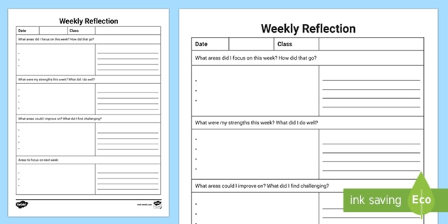 weekly-evaluation-template-teaching-resources