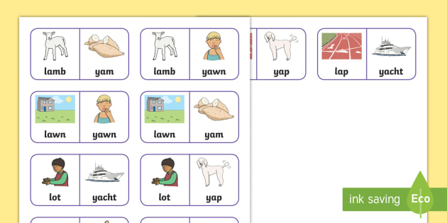 'l' and 'y' Minimal Pairs Dominoes