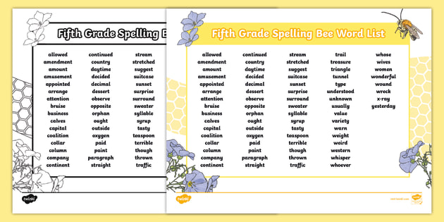 Spelling Words For 5th Graders Spelling Bee Twinkl USA