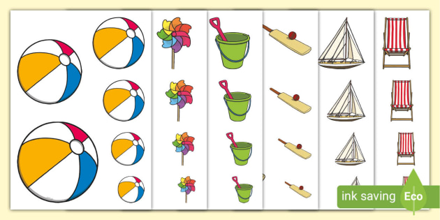 Seaside Themed Size Ordering Cut Outs (teacher made)