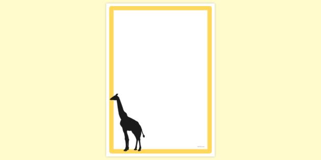 FREE! - Simple Blank Giraffe Silhouette Page Border | Twinkl