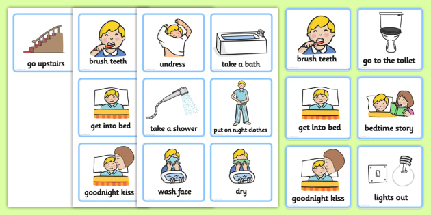 Daily Routine Cards (Getting Ready For Bed - Boys)