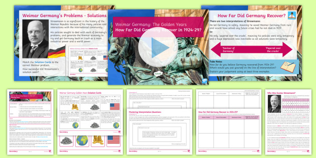 Weimar Germany How Far Did Germany Recover in 1924 29 Lesson Pack