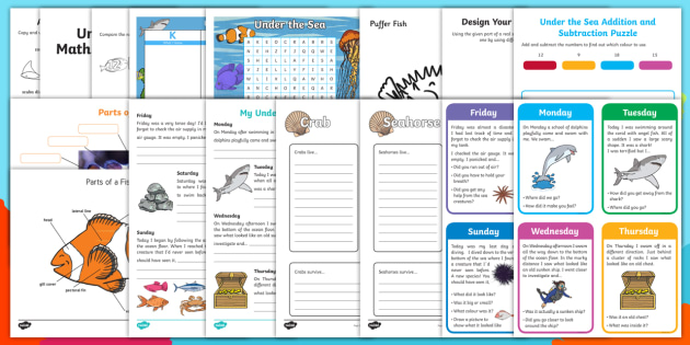 Under the Sea Worksheets Pack - KS1 (teacher made)