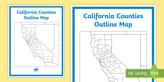 California Counties Outline Map Poster (teacher made)