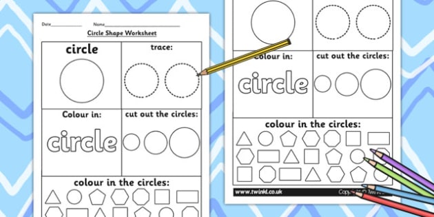 Circle Shape Worksheet - shapes, 2D shapes, tracing, numeracy
