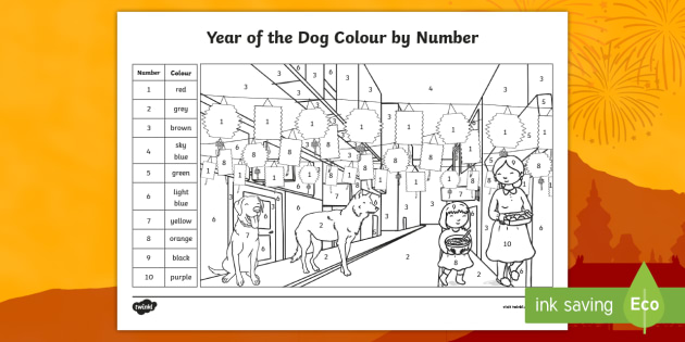 KS1 The Year of the Dog Colour by Number