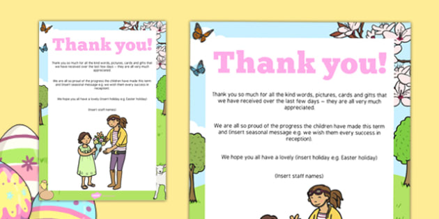 Easter Editable End of Term Thank You Poster (teacher made)