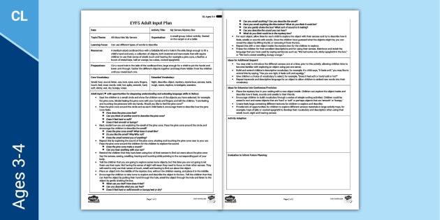 EYFS My Senses Mystery Box Adult Input Plan and Resource Pack